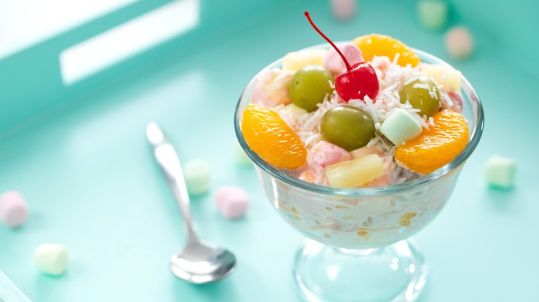 Glass of ambrosia salad