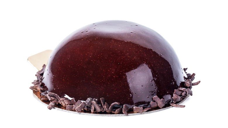 Uncut chocolate dome cake