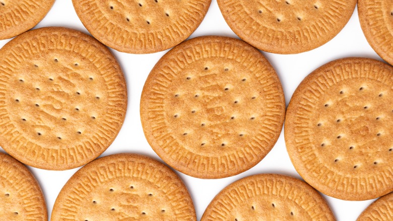 Maria cookies flat on white surface