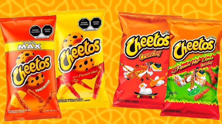 Mexican and American Cheetos products