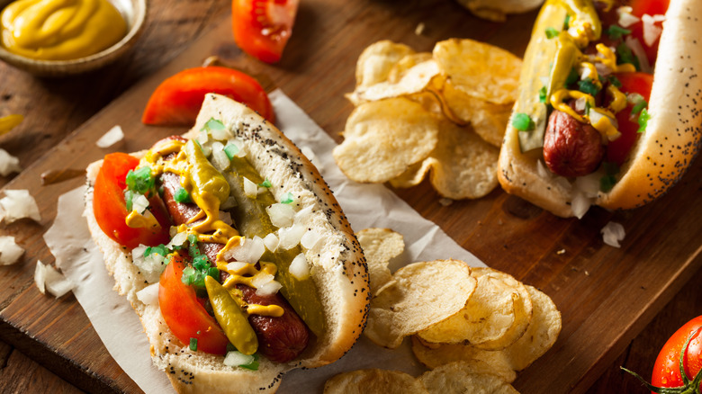 A Chicago-style hot dog