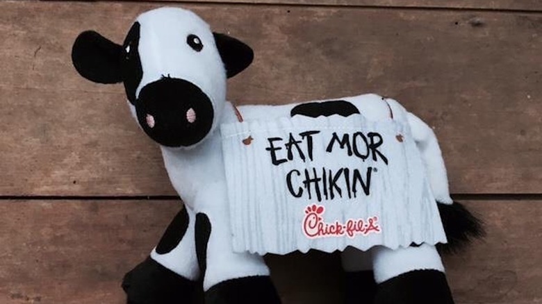 Cow toy with Chick-fil-A slogan