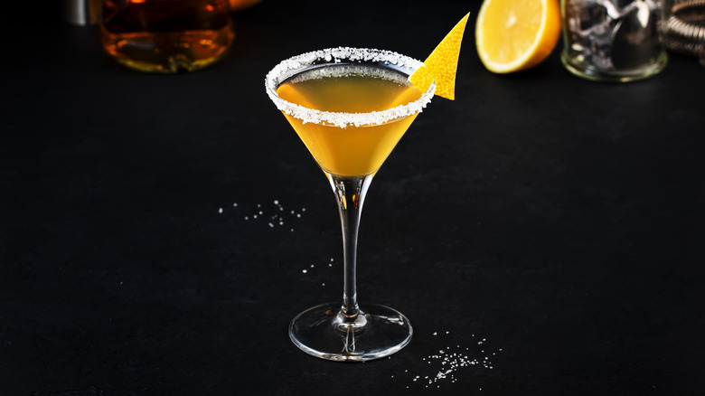 Sidecar cocktail with sugar rim