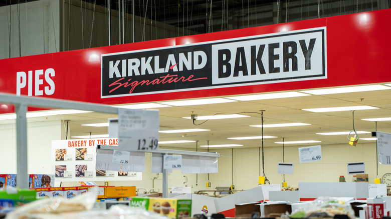 Kirkland signage above the Costco bakery section