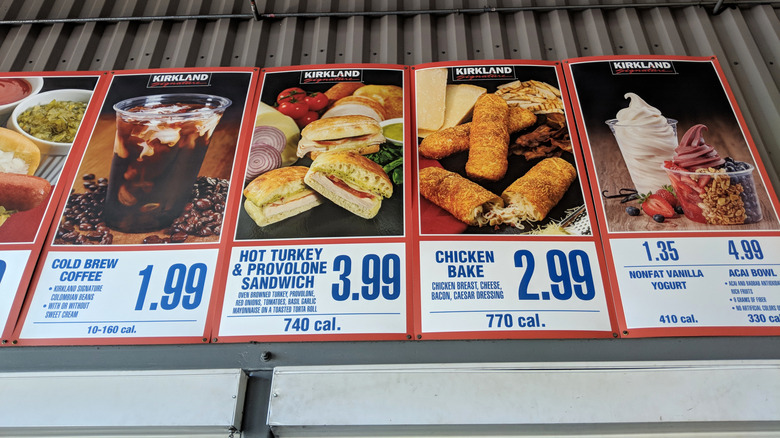Costco food court menu board featuring an acai bowl