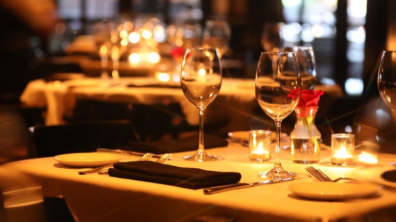 Table with candles at fine dining restaurant