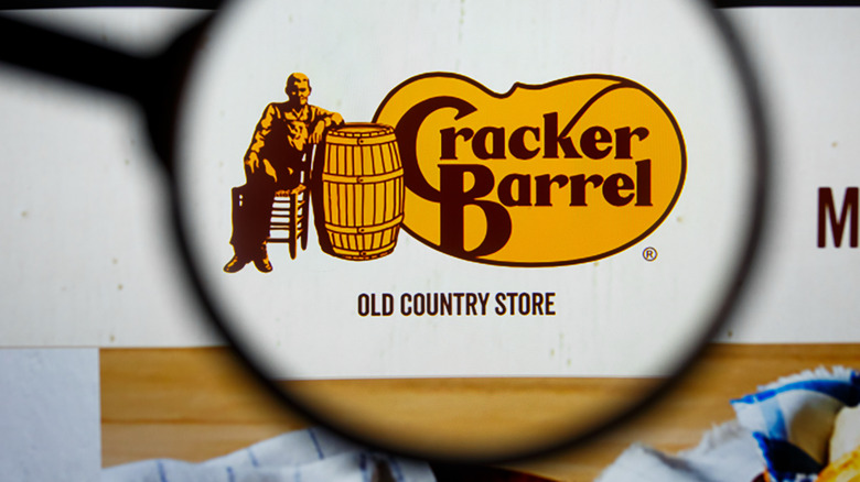 cracker barrel under magnifying glass