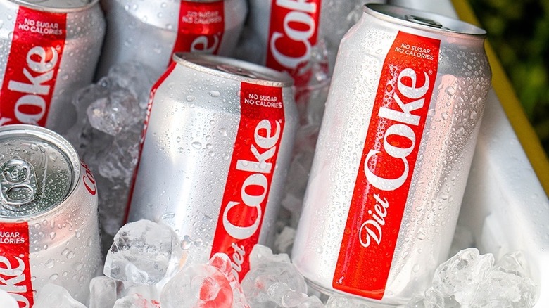 Diet Coke cans in cooler