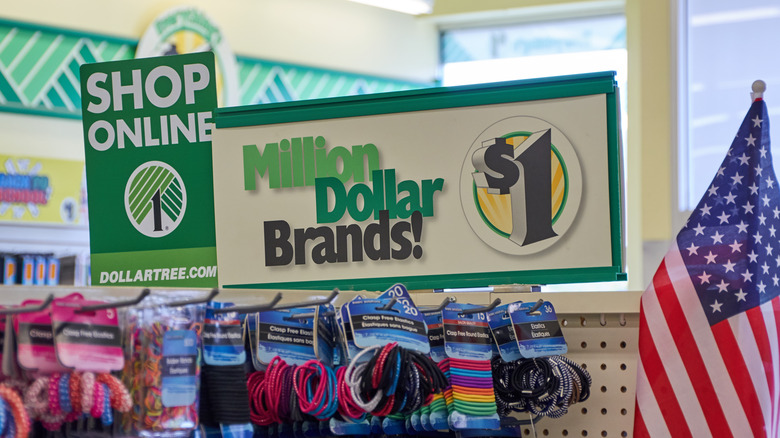 Dollar Tree sign and products
