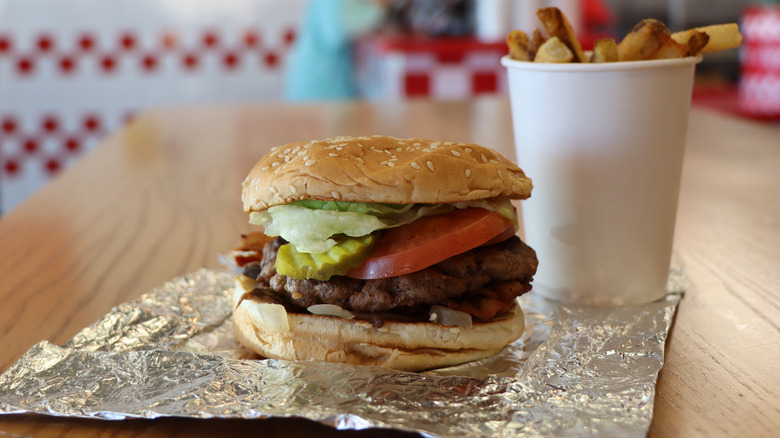 Five Guys burger with fries