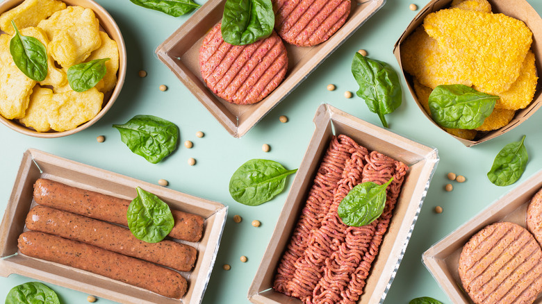 Array of plant-based meat alternatives