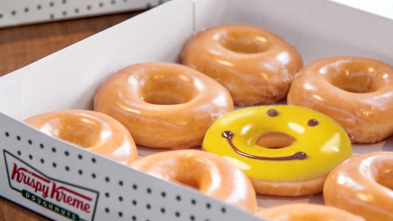 Krispy Kreme donuts with smiley face