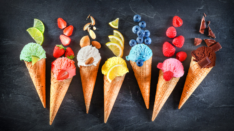 ice cream cones with fruit 