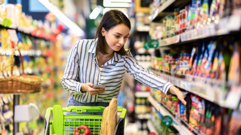 woman shopping at supermarket