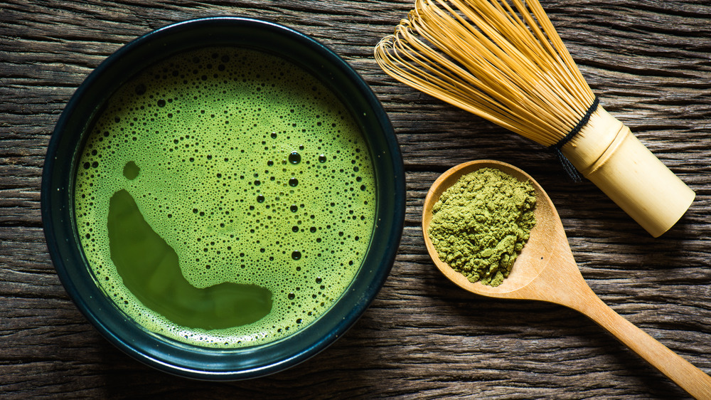 Making a cup of matcha 