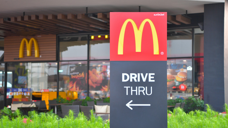 Sign for McD's drive-thru