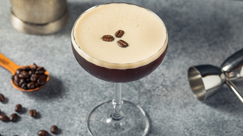 Espresso martini with coffee bean garnish