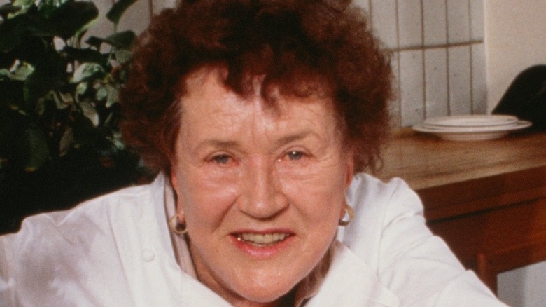 Julia Child in a white chef coat