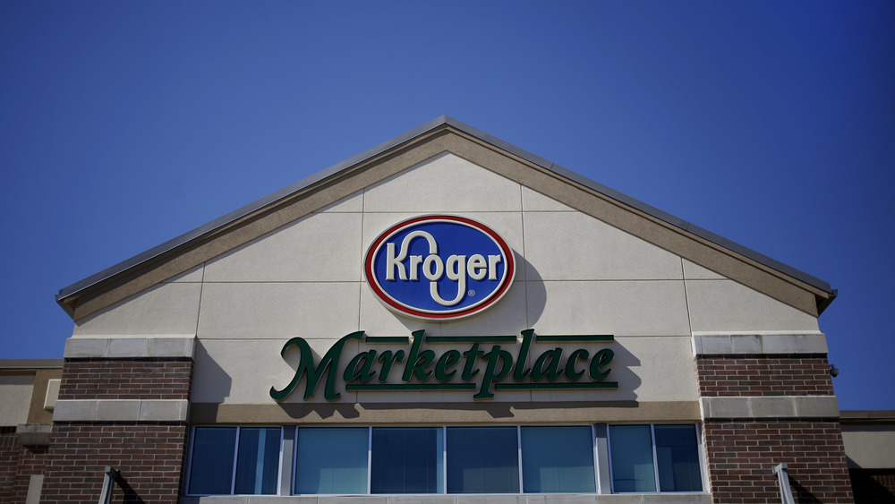 Kroger supermarket against blue sky