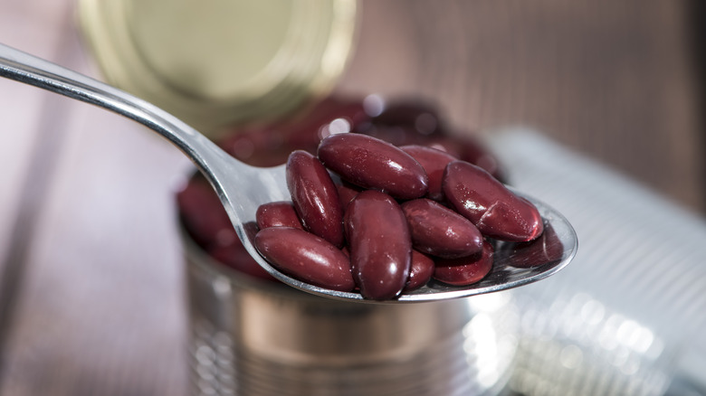 Kidney beans on spoon