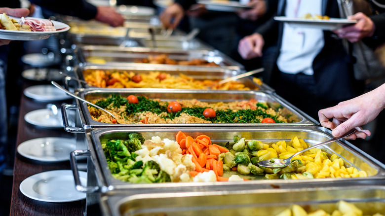 Open buffet table