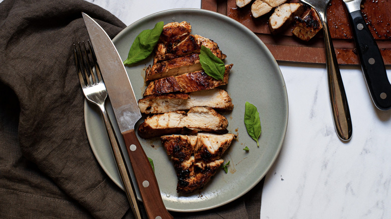 Sliced blackened chicken