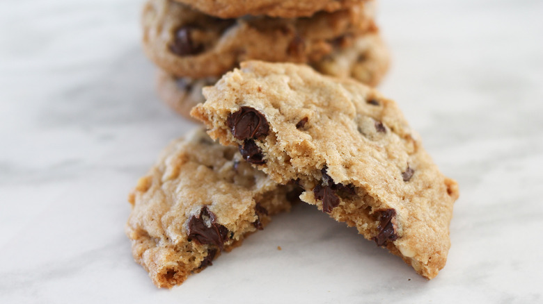 Chocolate chip cookies on counter