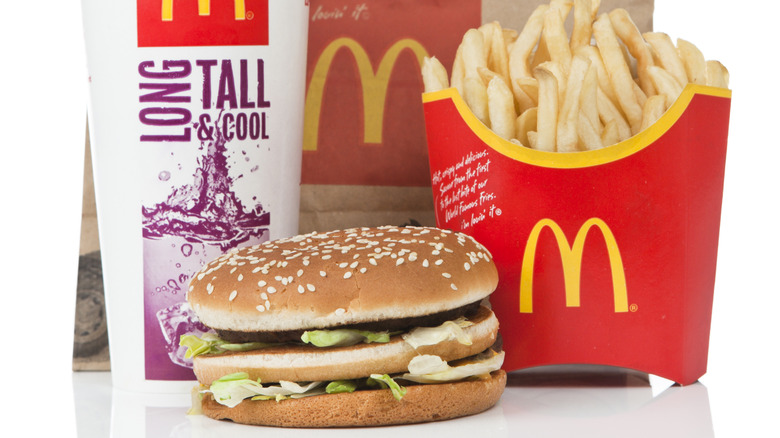 McDonald's fries, burger, and drink