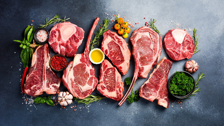 Raw steaks