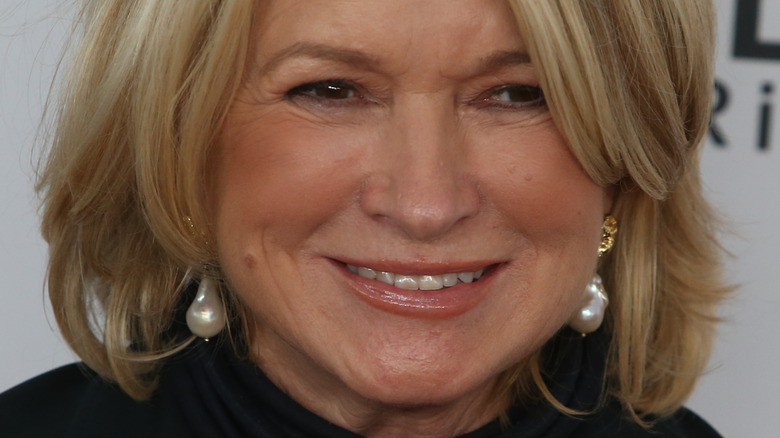 Martha Stewart wearing pearl earrings