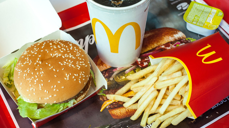 Big Mac, fries, and drink on a tray