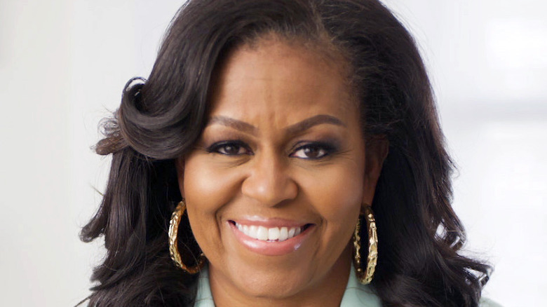 Michelle Obama in gold earrings