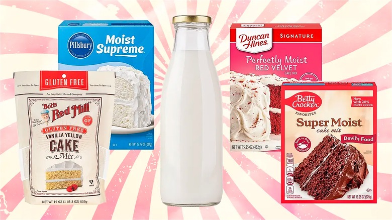 bottled milk and cake mixes