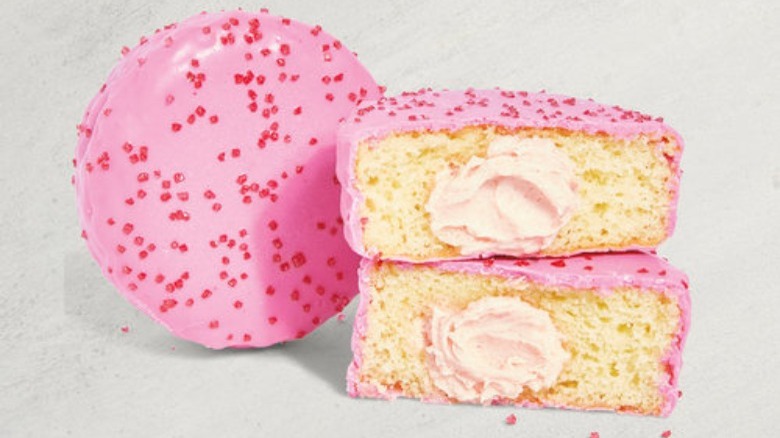MOD Pizza Cherry Cola Cake, pink cakes with red sugar sprinkles 