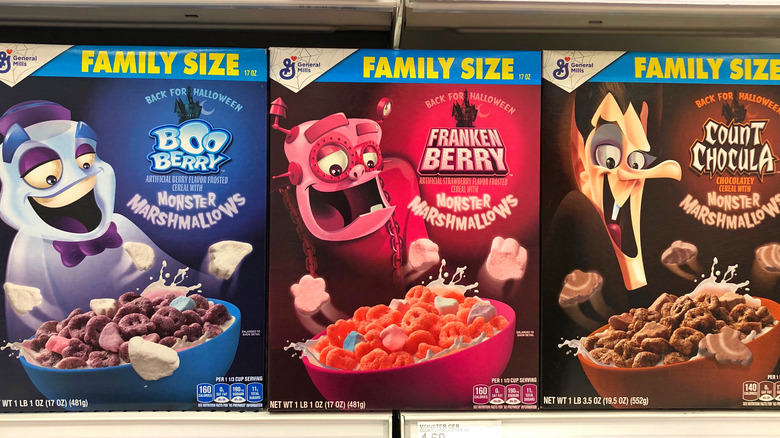 Count Chocula, Franken Berry and Boo Berry cereals