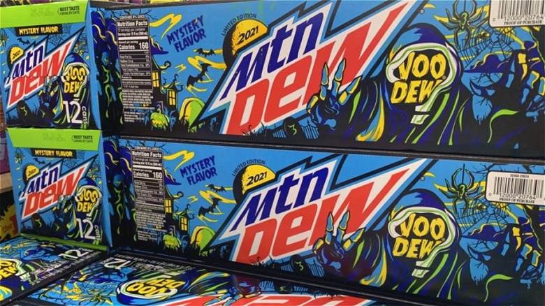 Packs of Mountain Dew's VooDEW Mystery Flavor 2021