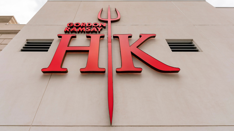 The building sign for Gordon Ramsay's Hell's Kitchen