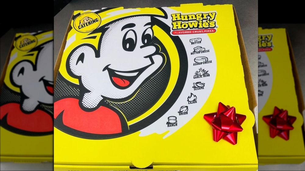 A box of Hungry Howie's Pizza 