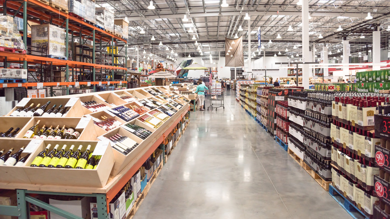 wine aisle of costco