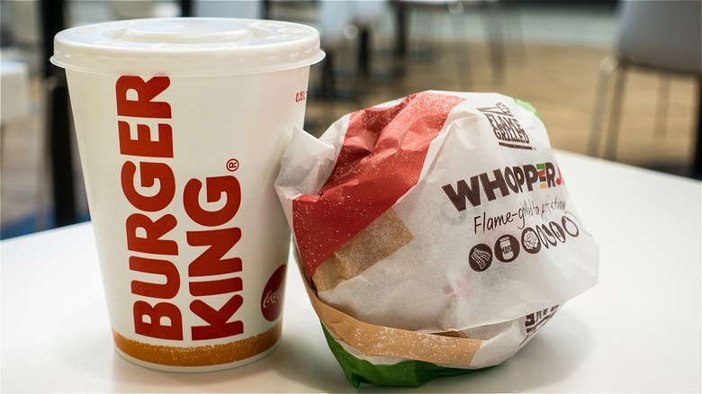 Burger King drink and Whopper burger