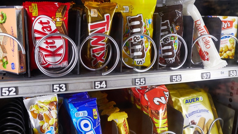 Candy inside vending machine