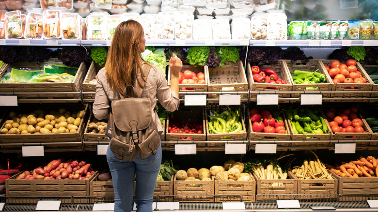 Customer shops for groceries