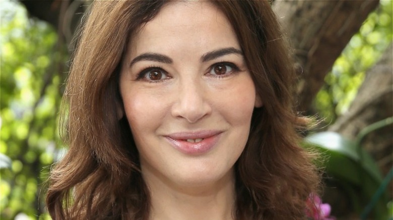 Nigella Lawson with hair down and wide smile