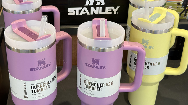 pink and yellow Stanley cups