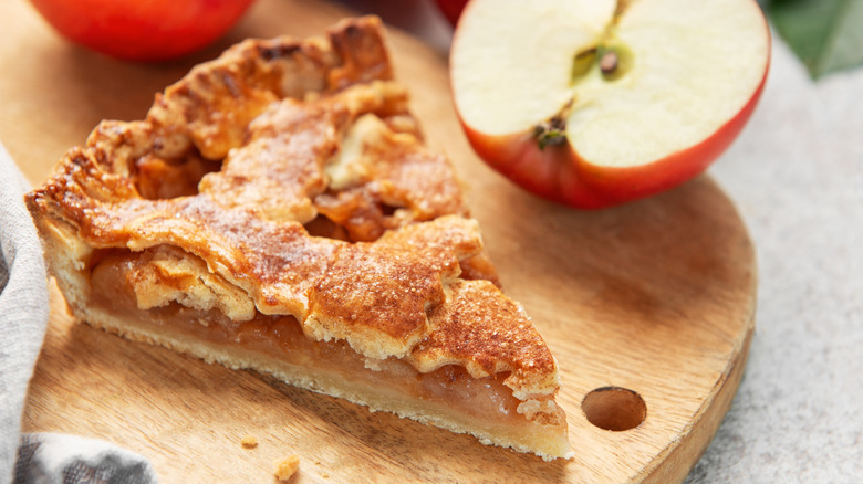 Freshly baked slice of apple pie
