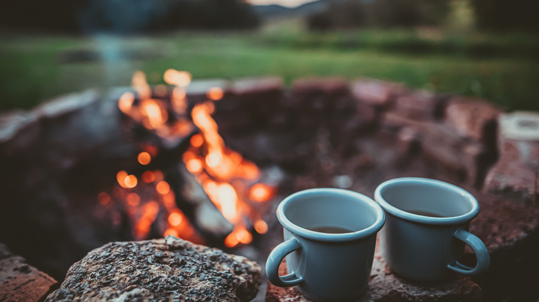 Campfire with coffee