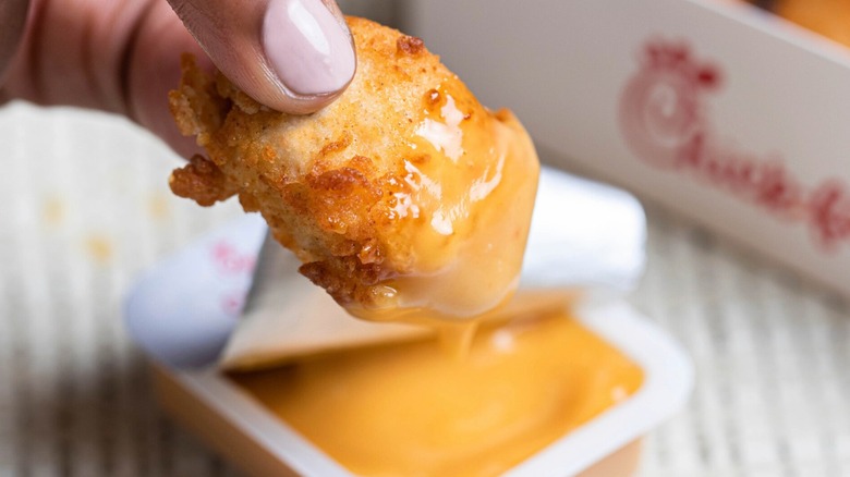Chick-fil-A chicken nuggets with sauce