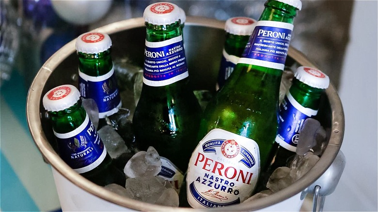 Peroni beers in ice bucket