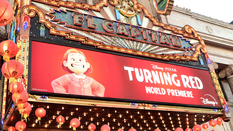 Turning Red marquee at El Capitan in LA