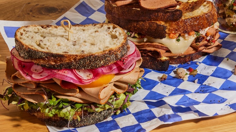 Sandwiches with Prime Roots meat and vegetables.